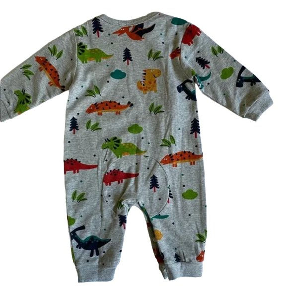 Gray Dinosaur Print Jumpsuit Size Newborn - 3 Months - Picture 2 of 9